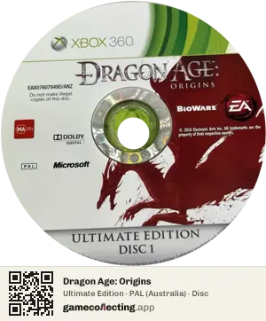 Dragon Age: Origins Xbox 360, PAL disc