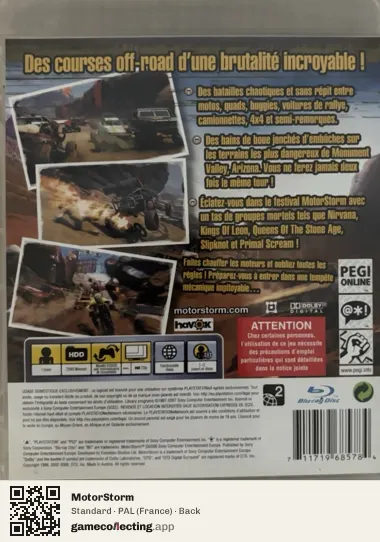 MotorStorm PlayStation 3, France box back