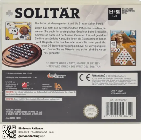 Eindeloos Patience Nintendo DS, Germany box back