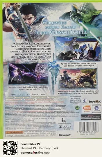 SoulCalibur IV Xbox 360, Germany box back