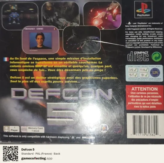 Defcon 5 PlayStation, France box back