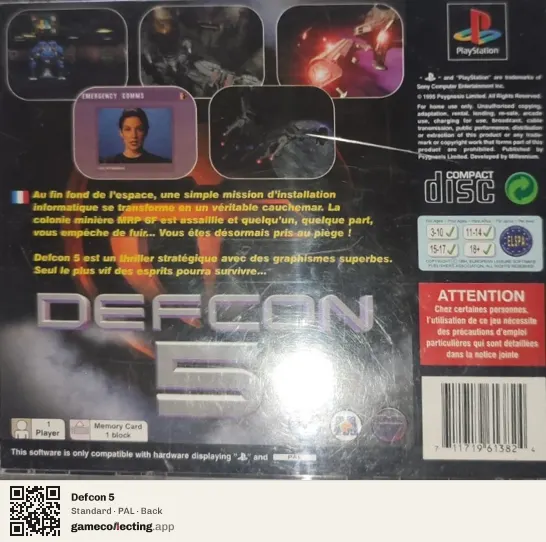 Defcon 5 PlayStation, PAL box back