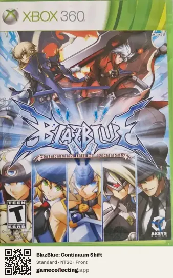BlazBlue: Continuum Shift Xbox 360, NTSC box front