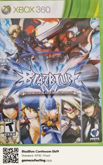 BlazBlue: Continuum Shift Xbox 360, NTSC box front