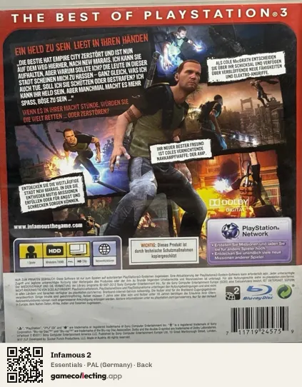 Infamous 2 PlayStation 3, Germany box back