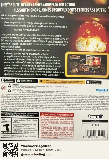 Worms Armageddon PlayStation 5, NTSC box back