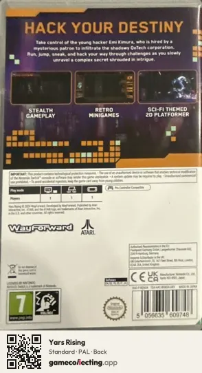Yars Rising Nintendo Switch, PAL box back