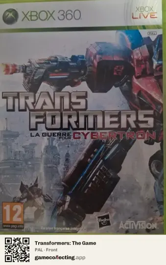 Transformers: The Game Xbox 360, PAL box front