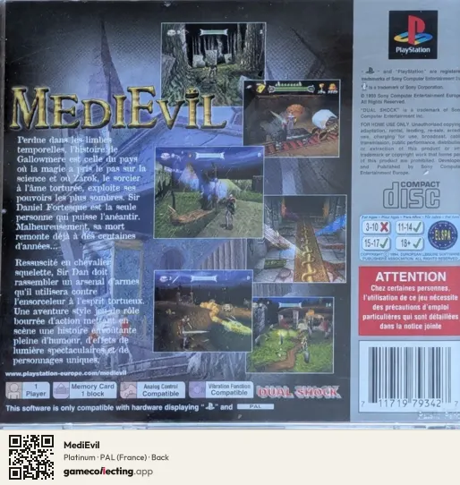 MediEvil PlayStation, France box back