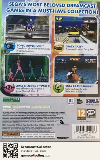 Dreamcast Collection Xbox 360, PAL box back