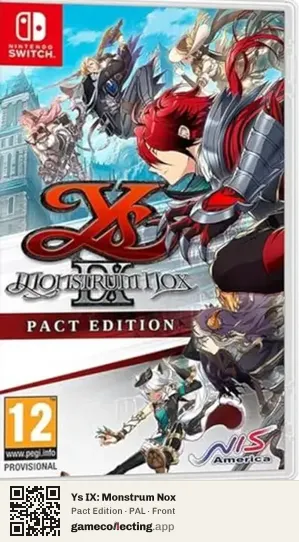Ys IX: Monstrum Nox Nintendo Switch, PAL box front