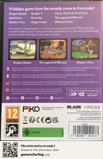 Piko Interactive Arcade 1 Evercade, Germany box back