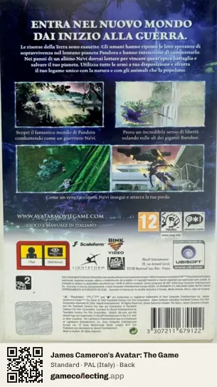 James Cameron's Avatar: The Game PlayStation Portable, Italy box back