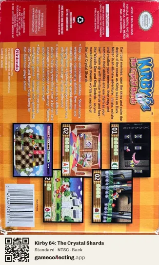 Kirby 64: The Crystal Shards Nintendo 64, NTSC box back