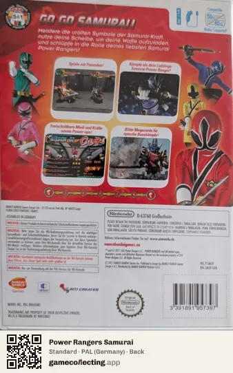 Power Rangers Samurai Nintendo Wii, Germany box back