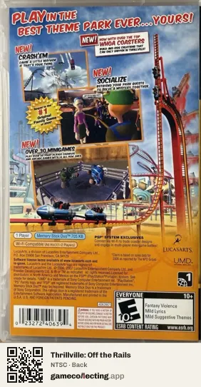 Thrillville: Off the Rails PlayStation Portable, NTSC box back