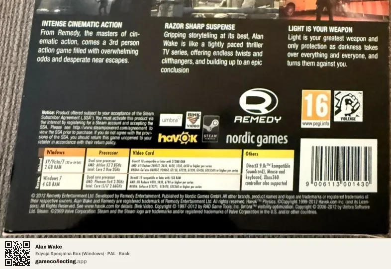 Alan Wake Computer, PAL box back