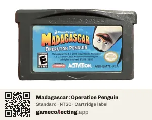 Madagascar: Operation Penguin Game Boy Advance, NTSC cartridge label
