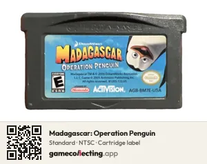 Madagascar: Operation Penguin Game Boy Advance, NTSC cartridge label
