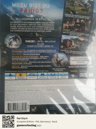Far Cry 4 PlayStation 4, Germany box back