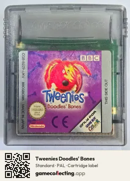 Tweenies Doodles' Bones Game Boy Color, PAL cartridge label