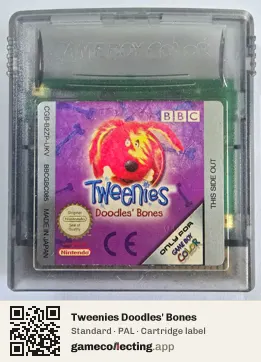 Tweenies Doodles' Bones Game Boy Color, PAL cartridge label