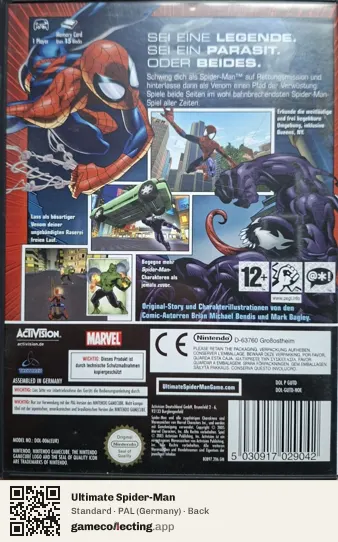 Ultimate Spider-Man Nintendo GameCube, Germany box back