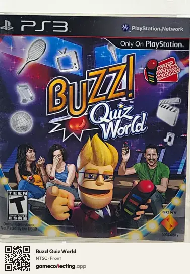 Buzz! Quiz World PlayStation 3, NTSC box front