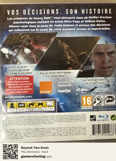 Beyond: Two Souls PlayStation 3, Germany box back