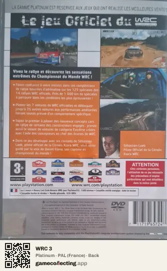 WRC 3 PlayStation 2, France box back
