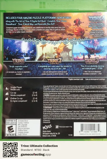 Trine: Ultimate Collection Xbox One, NTSC box back