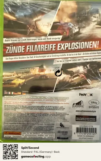 Split/Second Xbox 360, Germany box back