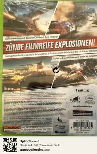 Split/Second Xbox 360, Germany box back