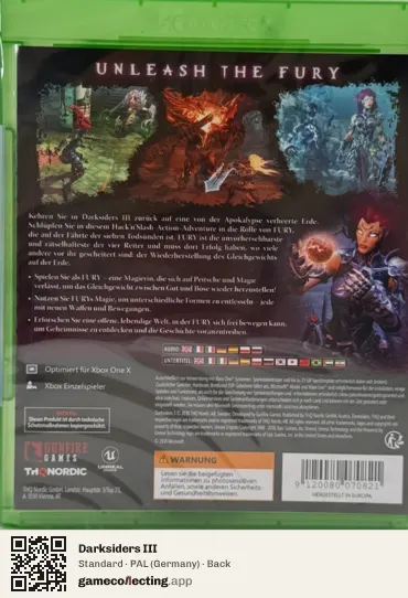 Darksiders III Xbox One, Germany box back
