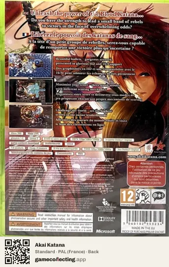 Akai Katana Xbox 360, France box back