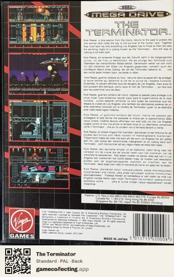 The Terminator Sega Mega Drive / Genesis, PAL box back