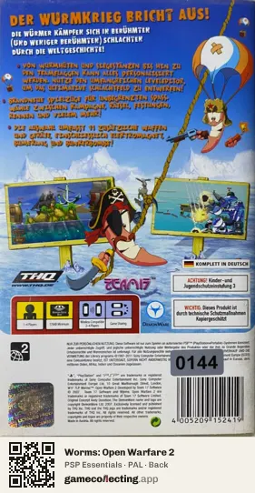 Worms: Open Warfare 2 PlayStation Portable, PAL box back
