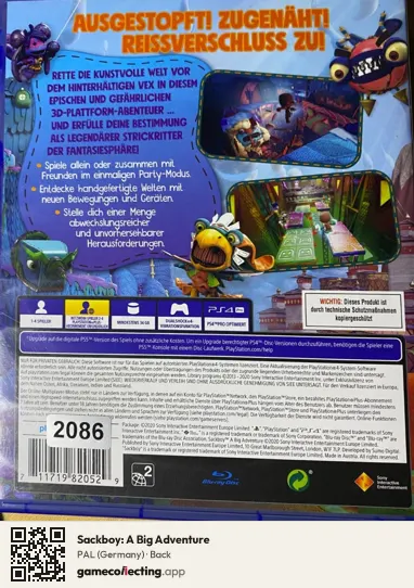 Sackboy: A Big Adventure PlayStation 4, Germany box back