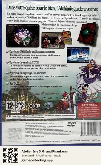 Atelier Iris 3: Grand Phantasm PlayStation 2, France box back