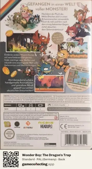 Wonder Boy: The Dragon's Trap Nintendo Switch, Germany box back