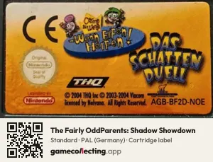 The Fairly OddParents: Shadow Showdown Game Boy Advance, PAL cartridge label