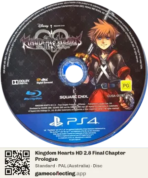 Kingdom Hearts HD 2.8 Final Chapter Prologue PlayStation 4, PAL disc