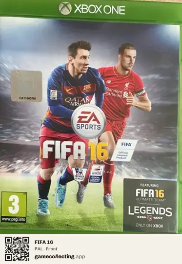 FIFA 16 Xbox One, PAL box front