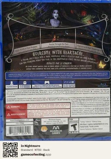 In Nightmare PlayStation 4, NTSC box back