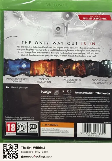 The Evil Within 2 Xbox One, PAL box back