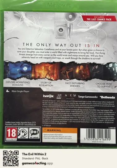 The Evil Within 2 Xbox One, PAL box back