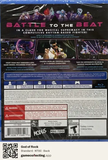 God of Rock PlayStation 4, NTSC box back