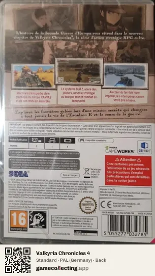 Valkyria Chronicles 4 Nintendo Switch, Germany box back