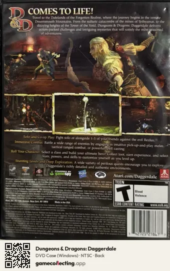 Dungeons & Dragons: Daggerdale Computer, NTSC box back