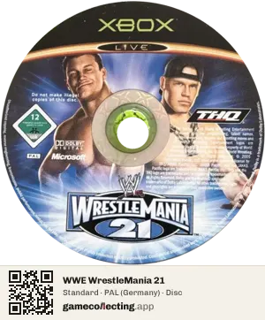 WWE WrestleMania 21 Xbox, PAL disc